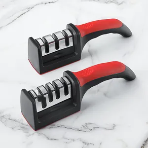 Affilacoltelli Manuale Portatile 4 Fasi Strumento di Affilatura Professionale Con Impugnatura Ergonomica Antiscivolo per Coltelli da Cucina Forbici