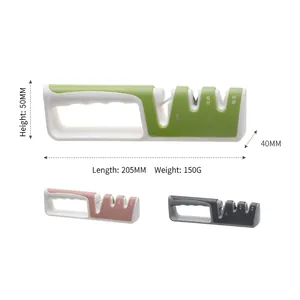 Professional 3-stage kitchen knife and scissor sharpener tool in multiple colors