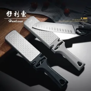 Double Sided Diamond Knife Sharpener Manual Kitchen Tool For Scissors Ceramic Knives Portable Honeycomb Surface Whetstone