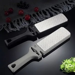 Professional double-sided knife sharpener with 400 grit honeycomb surface texture