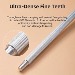 Professional stainless steel honing rod with ultra-fine teeth for knife sharpening