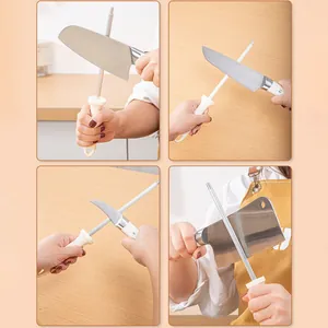 Handheld stainless steel honing steel for sharpening various kitchen knives