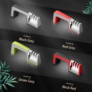 Professional multi-color 4-stage manual knife sharpener for various kitchen cutting tools