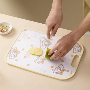 Durable double-sided food-grade cutting board with cute dog pattern for fruit and baby food