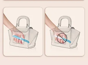 Safety comparison showing ceramic knife with and without protective sheath in a bag.