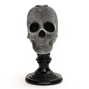 Halloween Teschio Candeliere Portacandele in Resina Testa di Scheletro Gotico Ornamento Retro per Casa Festa Decorazione da Tavola