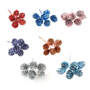Set de piñas decorativas de 6 cabezas en varios colores para decoración de Navidad