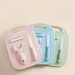 Ceramic Fruit Knife Peeler Cutting Board Kitchen Tool Nordic Color Portable Baby Food Supplement Preparation Tool Set