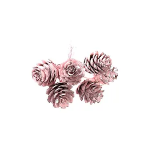 Set de 6 piñas de pino rosa para manualidades de Navidad y decoración del hogar