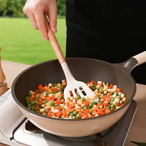 Portable outdoor camping cookware set with non-stick frying pan and spatula