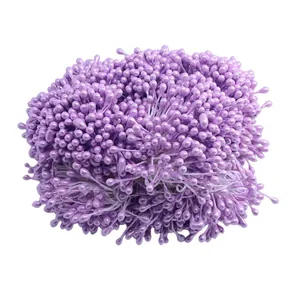 3mm lila perlmuttschimmernde Gips-Staubblätter mit Baumwollfaden für künstliche Blumen