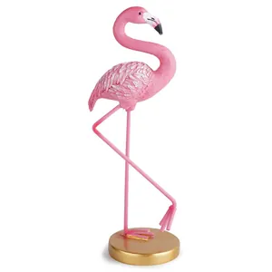 Ornement de Flamant Rose en Résine Moderne Minimaliste Avec Base Dorée Figurine d'Animal de Style Nordique Élégant
