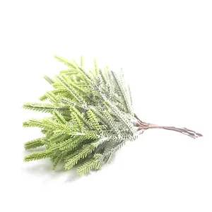 Artificial Snow Frosted Pine Needles Cypress Branches Green PVC Faux Plant For Christmas Wedding Home Desktop Decoration