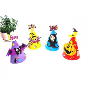 Halloween DIY Paper Party Hats For Kids Cartoon Pumpkin Bat Ghost Pattern Decoration School Classroom Accessories Supplies