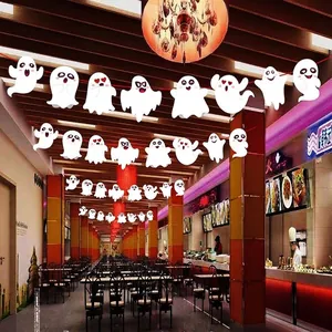 Halloween weißes Cartoon Geist Papier Banner für Innenparty-Hängedekorationen