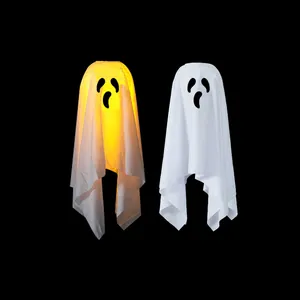 Halloween glowing ghost lanterns showing both lit and unlit spooky decorative effects