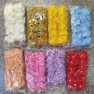 Bunte Mini-Kunstblumen mit Perlen für Brauthaarschmuck in verschiedenen Farben