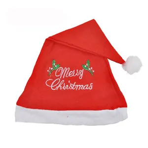 Geborduurde Kerstmuts Voor Volwassenen Kinderen Rood Wit Pluche Fluweel Merry Christmas Letter Muts Xmas Party Kostuum Accessoire