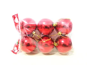 Set mit 6 glänzenden roten Weihnachtskugeln für die festliche Tannenbaumdekoration