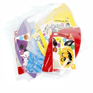 Set of assorted DIY Halloween paper hat kits in individual clear plastic packaging