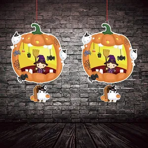 Halloween Papier Hängende Dekorationen Kürbis Hexe Geist Fledermaus Banner Bar Schule Party Atmosphäre Ornament Bunting