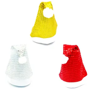 Kerstman Muts Glinsterende Lovertjes Kerstfeest Muts Met Witte Pluche Rand Voor Vakantie Decoraties Uniseks