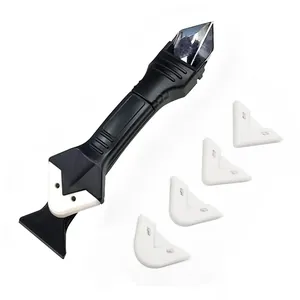 3-in-1 silicone sealant scraper and caulking finishing tool set with interchangeable pads for home
