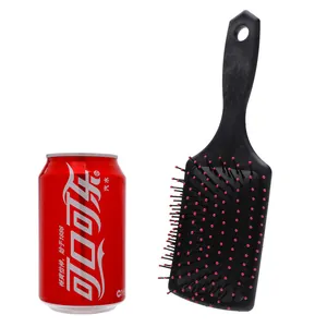 Black paddle hair brush with red bead teeth, scalp massage comb for long hair detangling.