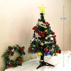 Detailed view of 50cm mini Christmas tree with stars, bells, and bows ornaments