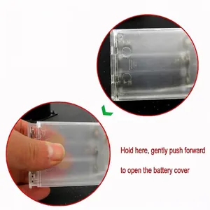 Detailed view showing how to open the battery box for the mini Christmas tree lights