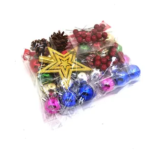 Detailed view of Christmas decoration set with star topper and ornaments