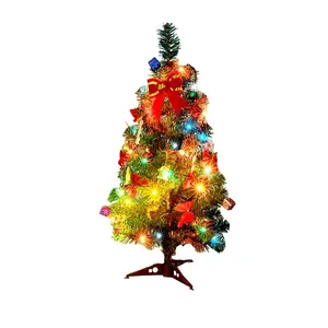 Mini Tabletop Christmas Tree Set With PVC Pine Needles And Festive Ornaments LED Lights For Home Office Desktop Decoration