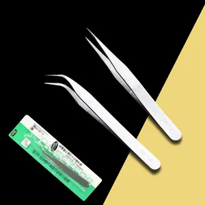 Set de pinzas de uñas de acero inoxidable, herramientas de precisión rectas y curvas para estrás.
