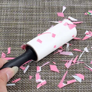 Rouleau anti-poils portable avec poignée pour éliminer facilement les poils et la poussière.