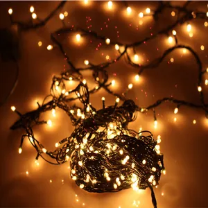 Close-up of 3m 40-bulb warm white Christmas rice string lights glowing brilliantly