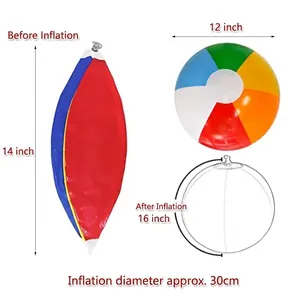 Inflatable 35cm six-color beach ball for children's water games and outdoor beach fun