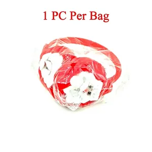 Christmas Santa plush earmuffs individually wrapped in a clear plastic bag