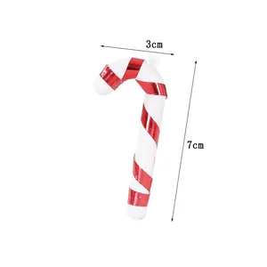 Detailansicht mit 7 cm Höhenangabe für gestreifte rot-weiße Weihnachts-Zuckerstangendekoration