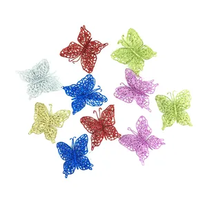 Detailed view of colorful glitter PVC butterflies for Christmas tree decorations