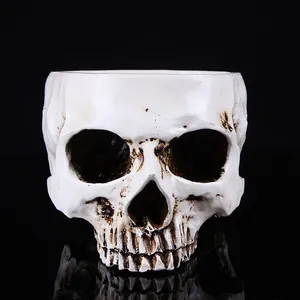 Realistic human skull planter pot for Halloween home decor
