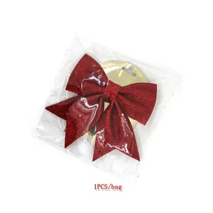 Rote Glitzer-Weihnachtsschleife zur Dekoration für Bastelarbeiten und Tannenbaum-Schmuck