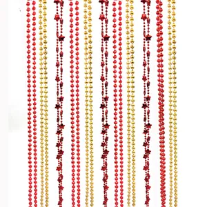 Christmas Tree Bead Chain Ornaments Plastic Electroplated Metallic Star Round Beads Garland For Holiday Party Home Decor