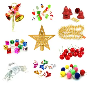 Christmas Tree Decoration Ornament Set Variety Pack PVC Festive Reindeer Bell Star Tinsel Garland Holiday Party Home Decor