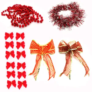 Festive Christmas Tree Ornament Set Including Hollow Stars Bells Reindeer Bows And Tinsel Garlands For Holiday Home Party Decoration