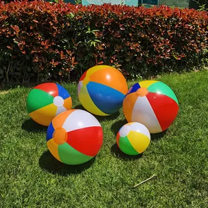 PVC Inflatable Beach Ball Classic Six Color Panel Design Rainbow Swimming Pool Water Toy For Kids Adults Outdoor Garden Summer Play