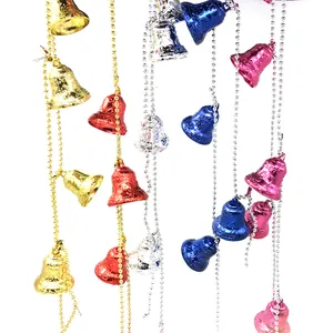 Large Christmas Decoration Bell String Garland Plastic PVC Embossed Bells Beads Chain For Holiday Tree Home Party Decor
