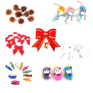 Complete Christmas tree ornament set featuring festive pine cones bows and cute characters