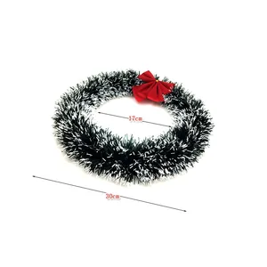 Detailed dimension view of the 30cm Christmas tinsel wreath with inner diameter mark