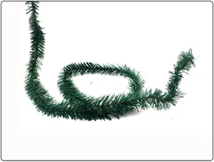 Detailed view of flexible 5.5m dark green artificial Christmas pine needle garland