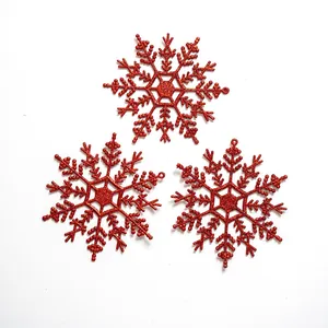 Rode glitter sneeuwvlok hangers van kunststof voor kerstboom decoratie set van 3
